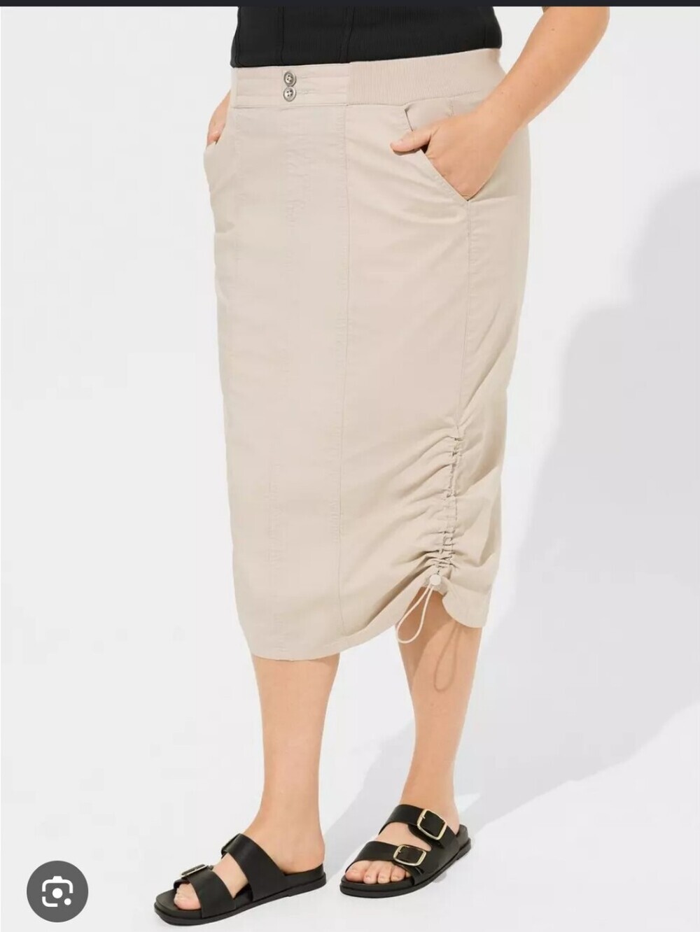 TORRID Maxi Poplin Cargo Skirt Beige Color Size 3 = 3X 22-24 Midi Lenght